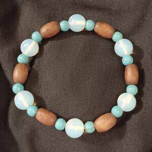 2 for $9 -Cool opaline/wood bracelet